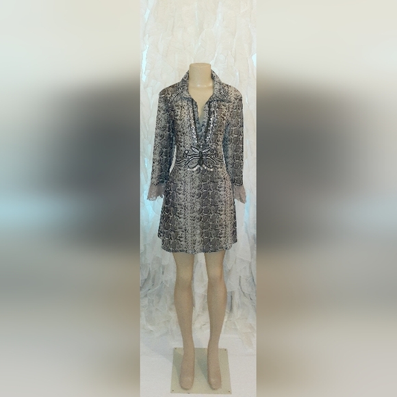 Obstene Snakeprint Shirt Dress Mini L - Picture 4 of 10